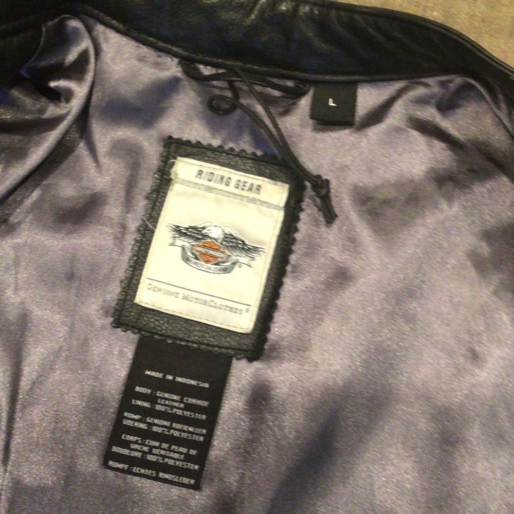 Harley-Davidson Black Leather Jacket with Rhinestone Script - Picture 6 of 6